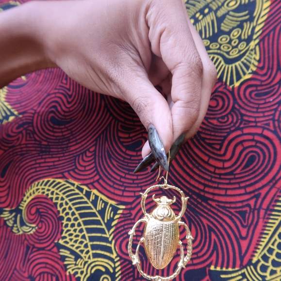 Amulet Ancient Egyptian Scarab Earrings - Picture 2 of 3